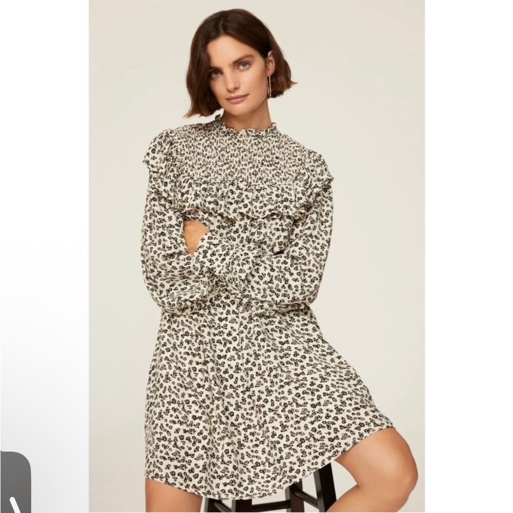 Scotch & Soda Black and Cream Sheath Dress with Bishop Sleeves